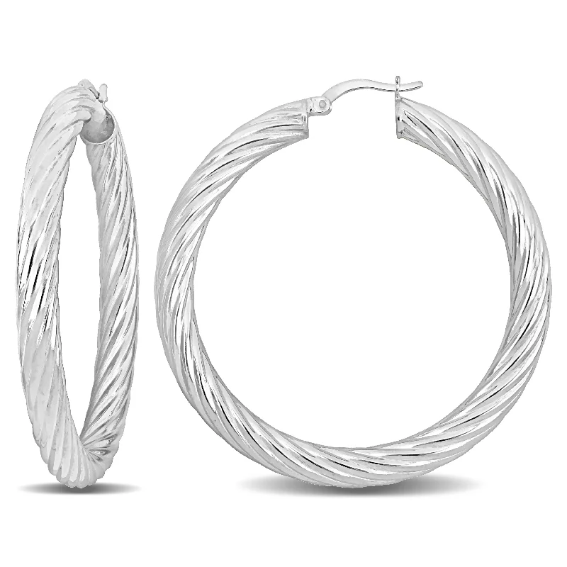 High-End Sparkle, Low-End Prices – Jewelry Sale Live Mimi & Max 50x5mm Twist Hoop Earrings in Sterling Silver High-End Sparkle, Low-End Prices – Jewelry Sale Live Mimi & Max 50x5mm Twist Hoop Earrings in Sterling Silver