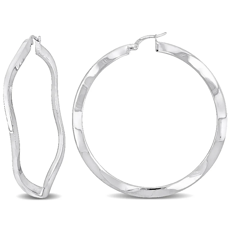 Timeless Elegance, Temporary Discounts – Act Fast Mimi & Max 58x2.5mm Wave Hoop Earrings in Sterling Silver