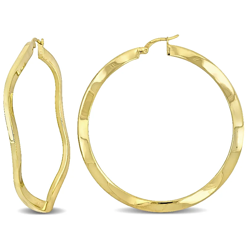 Shop Signature Jewelry Styles At Exclusive Prices Mimi & Max 58x2.5mm Wave Hoop Earrings in Yellow Plated Silver Shop Signature Jewelry Styles At Exclusive Prices Mimi & Max 58x2.5mm Wave Hoop Earrings in Yellow Plated Silver