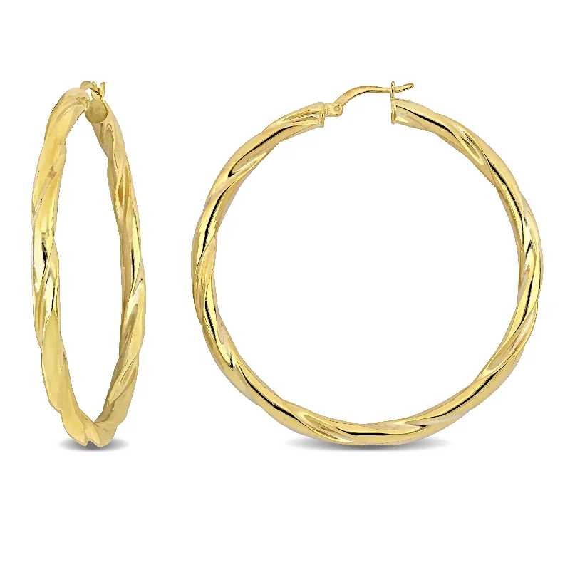 Exclusive Gemstone Jewelry At Special Prices Mimi & Max 58x4mm Twist Hoop Earrings in Yellow Plated Silver Exclusive Gemstone Jewelry At Special Prices Mimi & Max 58x4mm Twist Hoop Earrings in Yellow Plated Silver