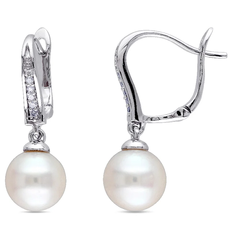 Best Jewelry Deals – Premium Quality At Exclusive Discounts Mimi & Max 8-8.5mm White Cultured Freshwater Pearl and Diamond Drop Leverback Earrings in Sterling Silver