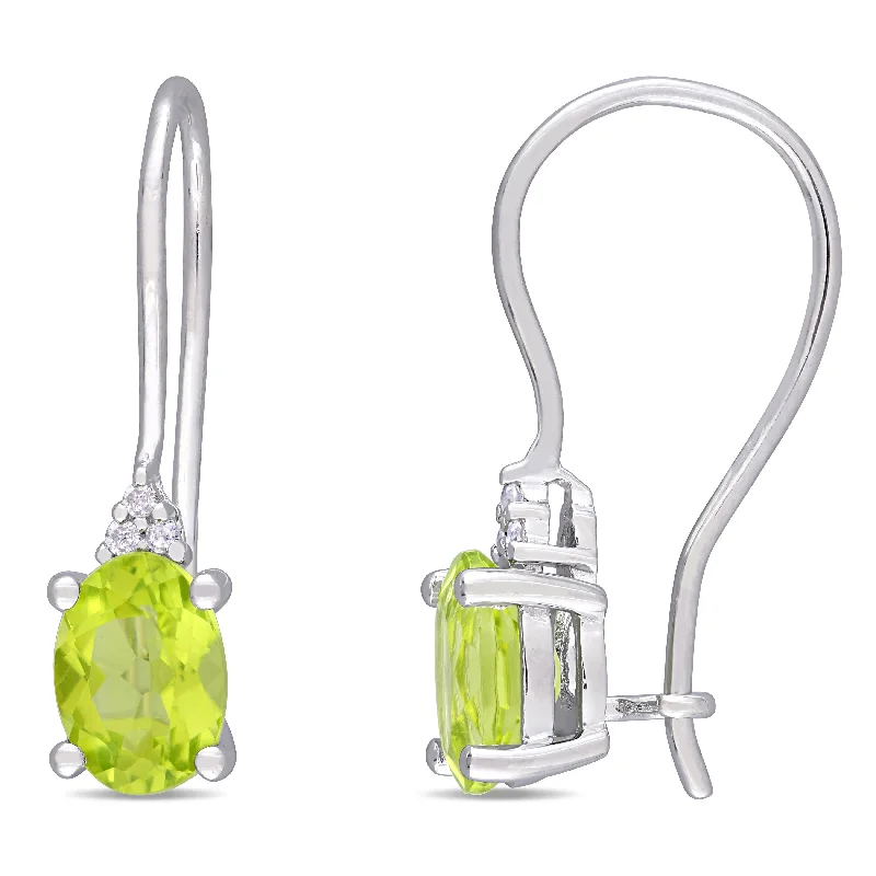 Limited-Time Jewelry Discounts – Shine Without The Splurge Mimi & Max Emerald Cut Peridot and Diamond Accent Euroback Earrings in Sterling Silver