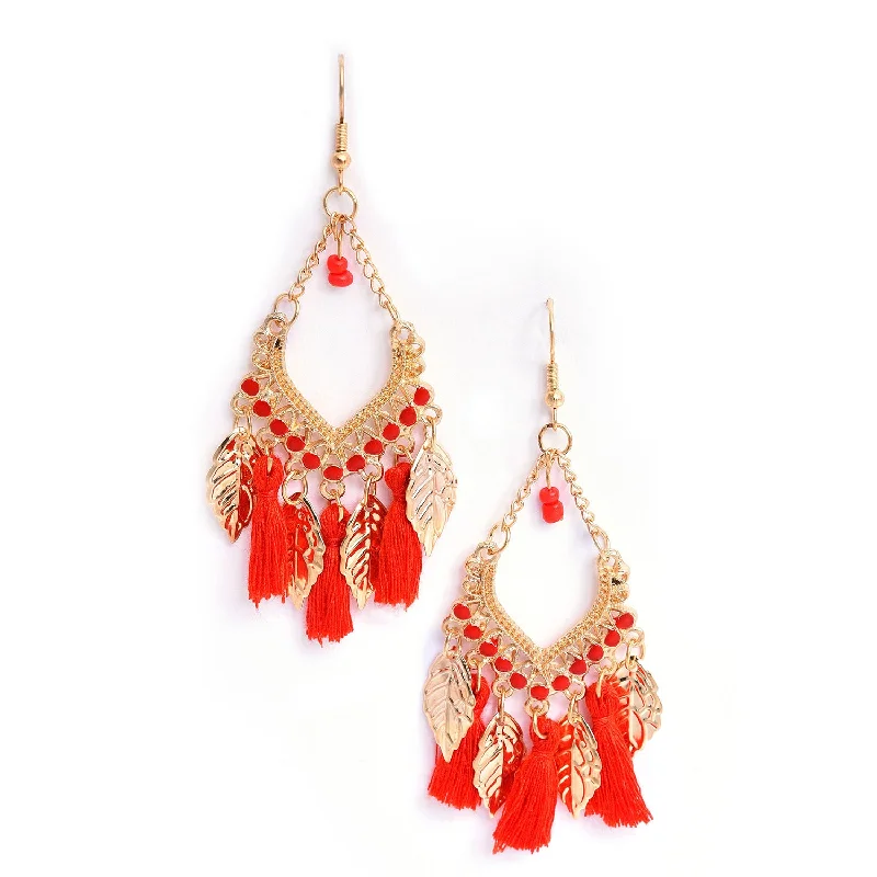 Exclusive Jewelry Bundles At Discounted Prices Orange Gold-toned Contemporary Tasseled Drop Earrings Exclusive Jewelry Bundles At Discounted Prices Orange Gold-toned Contemporary Tasseled Drop Earrings
