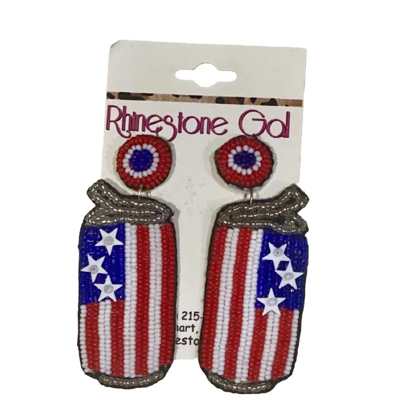 Customized Silver Jewelry For Unique Style Patriotic Usa Can Seed Bead Earrings In Red/white/blue Customized Silver Jewelry For Unique Style Patriotic Usa Can Seed Bead Earrings In Red/white/blue