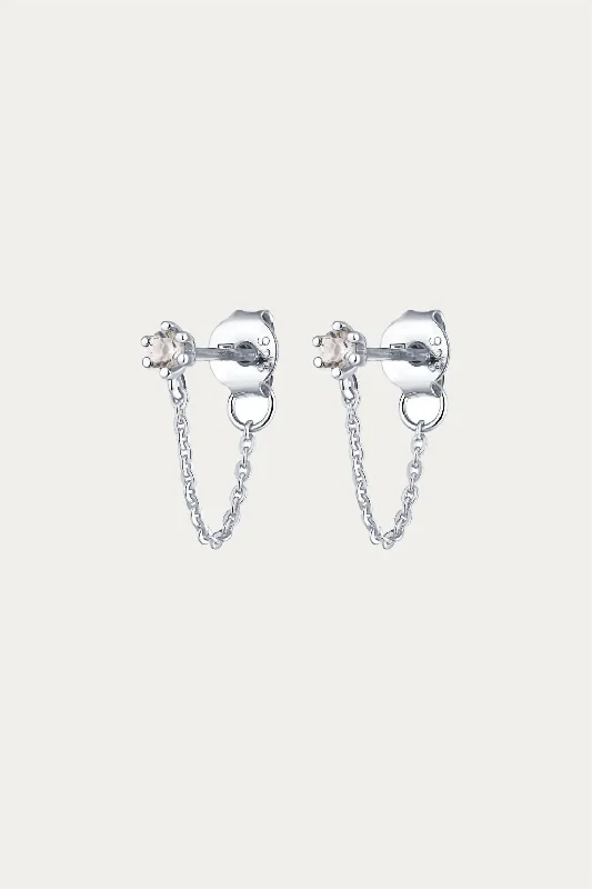 Personalized Engraved Jewelry For Meaningful Gifts Plant Gemstone Chain Stud In Silver