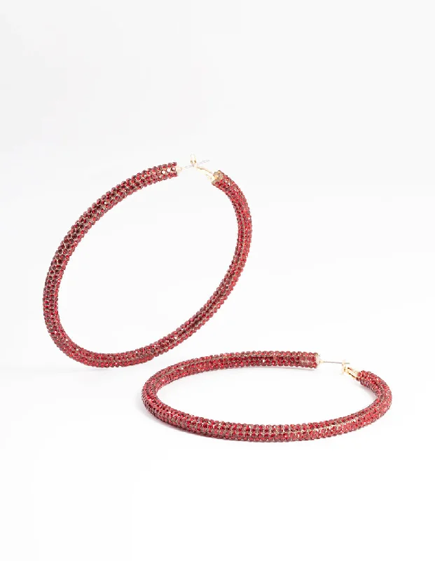 Jewelry Sale – Exclusive Styles At Lower Prices Red 20mm Diamante Sparkle Hoop Earrings