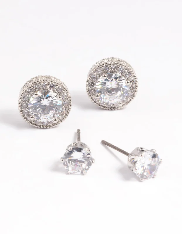 Flash Deals On Fine Jewelry – Shop Before It's Gone Rhodium Diamond Simulant Stud Earring Set
