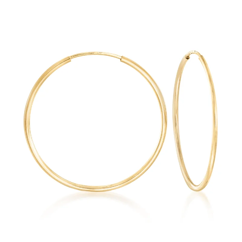 Timeless Elegance Now At Special Discounts Ross-Simons 1.25mm 14kt Yellow Gold Endless Hoop Earrings Timeless Elegance Now At Special Discounts Ross-Simons 1.25mm 14kt Yellow Gold Endless Hoop Earrings