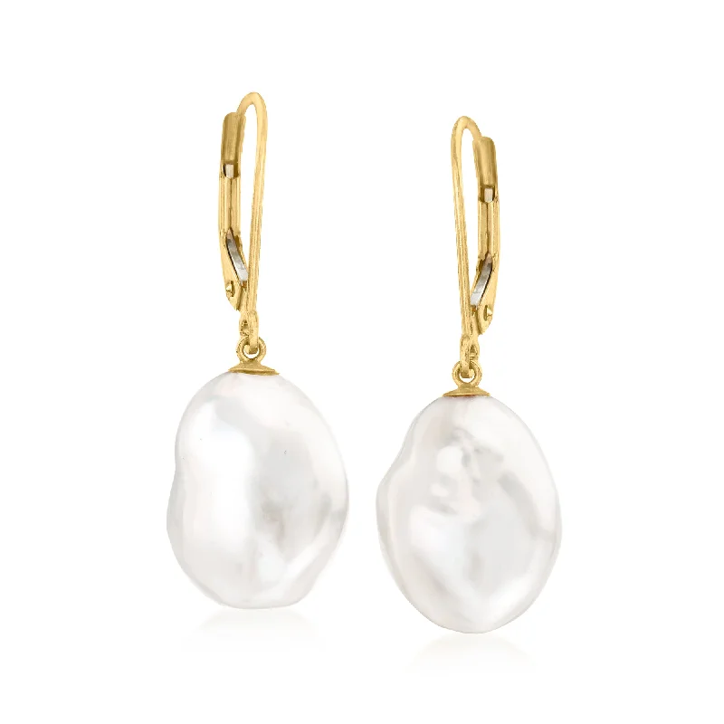 Shop Dazzling Jewelry With Special Promotional Discounts Ross-Simons 11-12mm Cultured Baroque Pearl Drop Earrings in 14kt Yellow Gold