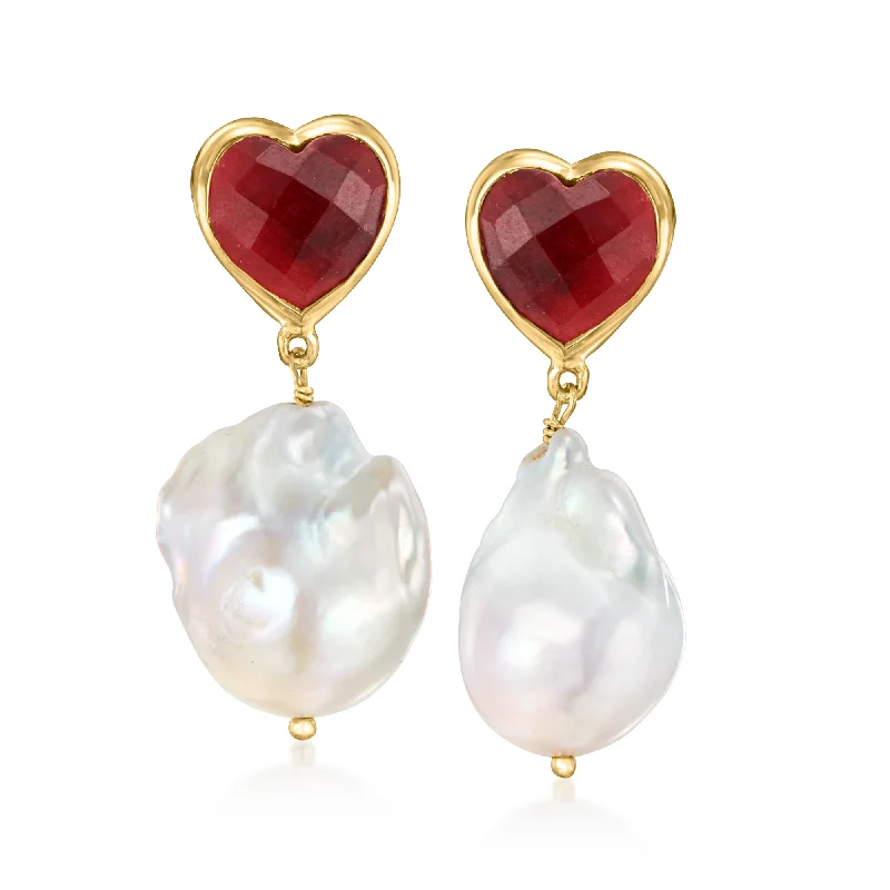 Seasonal Jewelry Clearance – Best Styles At The Lowest Prices Ross-Simons 13-15mm Cultured Baroque Pearl and Ruby Heart Drop Earrings in 18kt Gold Over Sterling Seasonal Jewelry Clearance – Best Styles At The Lowest Prices Ross-Simons 13-15mm Cultured Baroque Pearl and Ruby Heart Drop Earrings in 18kt Gold Over Sterling