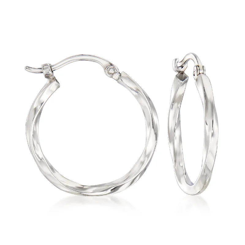 Ross-Simons 14kt White Gold Twist-Motif Hoop Earrings