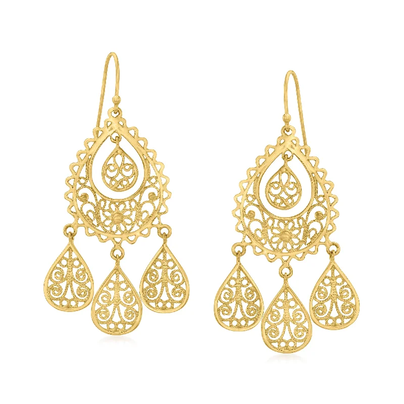 Timeless Elegance At Unbelievable Discounts Ross-Simons 18kt Gold Over Sterling Filigree Chandelier Earrings