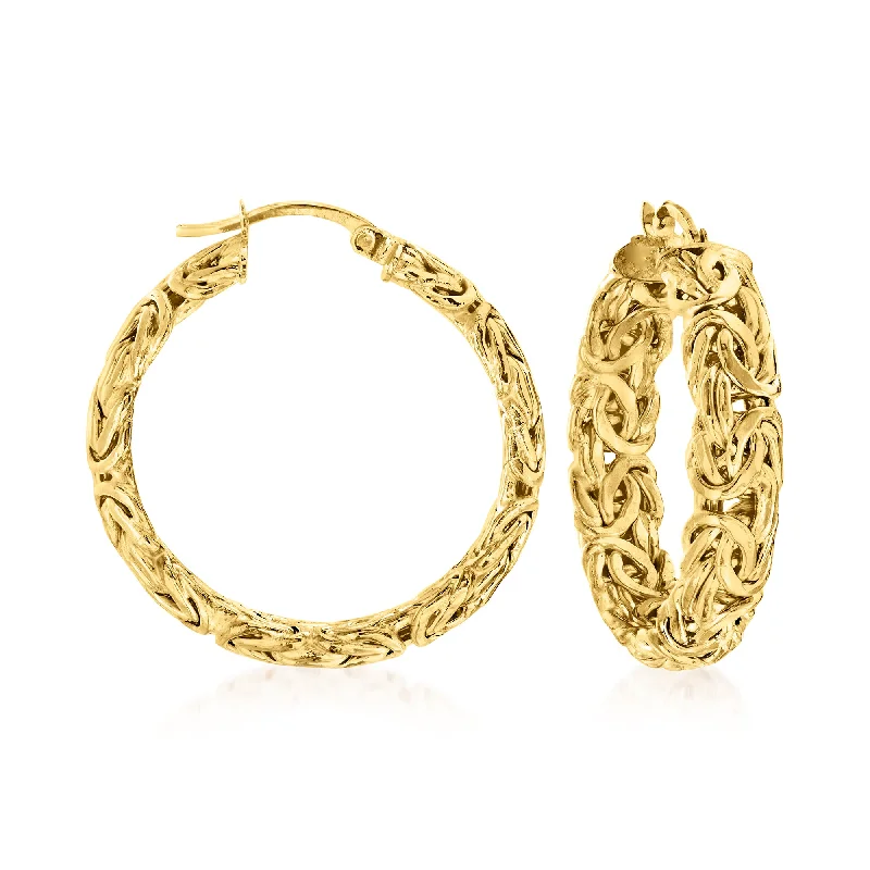Timeless Elegance At Unbelievable Discounts Ross-Simons 18kt Gold Over Sterling Medium Byzantine Hoop Earrings