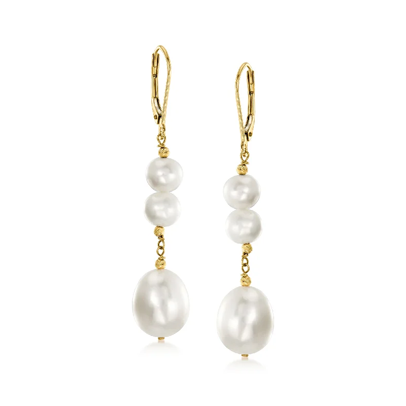 Unmissable Jewelry Clearance – Final Reductions Ross-Simons 6.5-11mm Cultured Pearl Drop Earrings in 14kt Yellow Gold