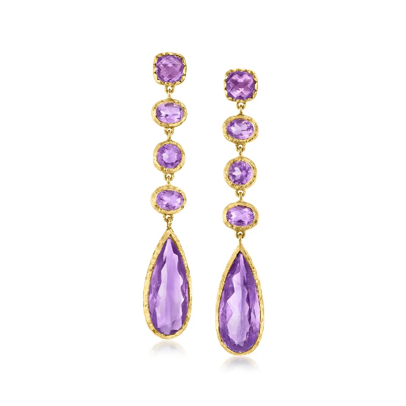 Sparkle On A Budget – Fine Jewelry For Less Ross-Simons Amethyst Drop Earrings in 18kt Gold Over Sterling