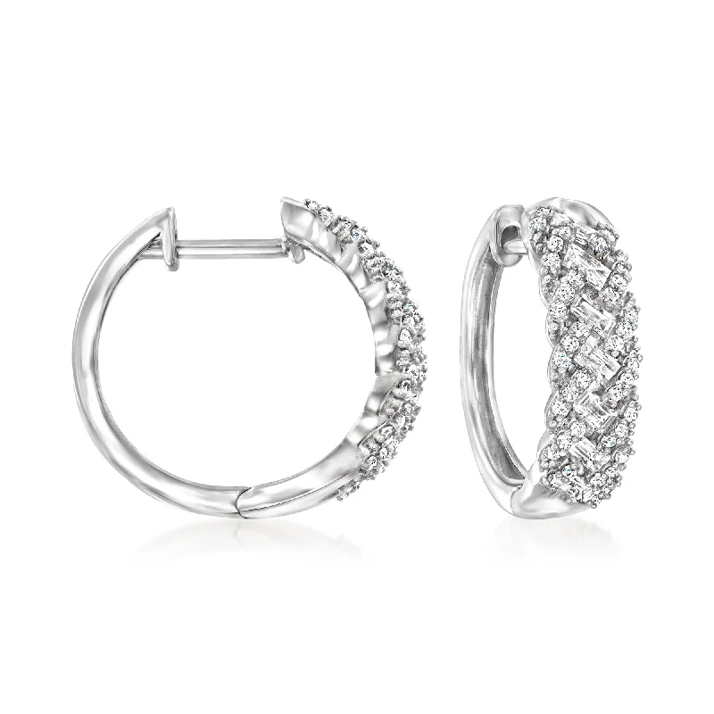 Your Dream Jewelry At Dream Prices Ross-Simons Basketweave Diamond Hoop Earrings in 14kt White Gold Your Dream Jewelry At Dream Prices Ross-Simons Basketweave Diamond Hoop Earrings in 14kt White Gold