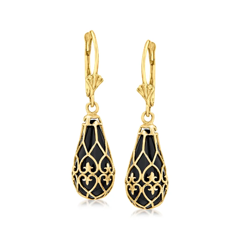 The Perfect Accessory For Less – Jewelry Sale Live Ross-Simons Black Onyx Teardrop Earrings in 14kt Yellow Gold