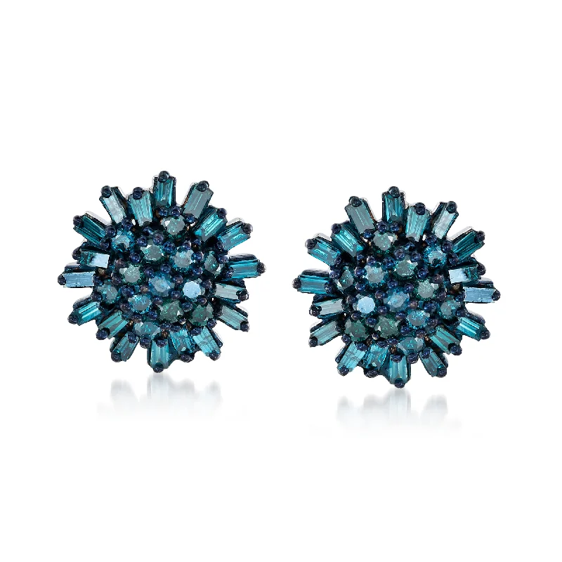 Sparkle On A Budget – Fine Jewelry For Less Ross-Simons Blue Diamond Earrings in Sterling Silver