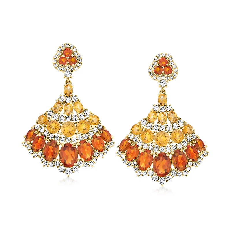 Grab Your Dream Jewelry At The Lowest Prices Ross-Simons Citrine and White Zircon Fan Drop Earrings in 18kt Gold Over Sterling Grab Your Dream Jewelry At The Lowest Prices Ross-Simons Citrine and White Zircon Fan Drop Earrings in 18kt Gold Over Sterling