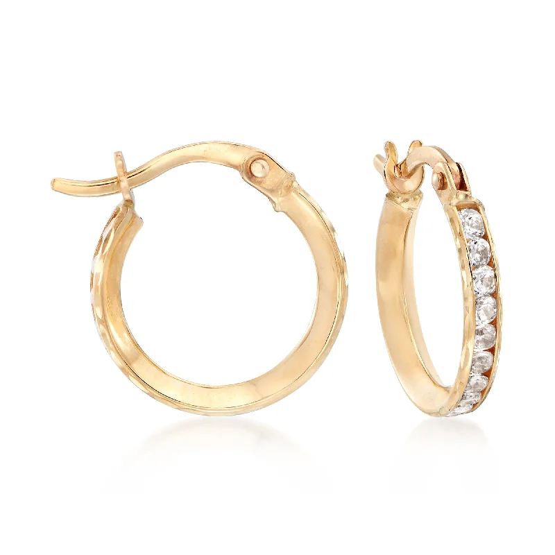 Shop High-Quality Jewelry At Jaw-Dropping Discounts Ross-Simons CZ Huggie Hoop Earrings in 14kt Yellow Gold
