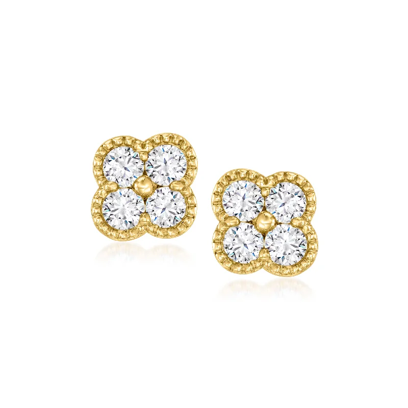 Elegant Rose Gold Jewelry For A Stylish Touch Ross-Simons Diamond Clover-Shaped Earrings in 14kt Yellow Gold Elegant Rose Gold Jewelry For A Stylish Touch Ross-Simons Diamond Clover-Shaped Earrings in 14kt Yellow Gold