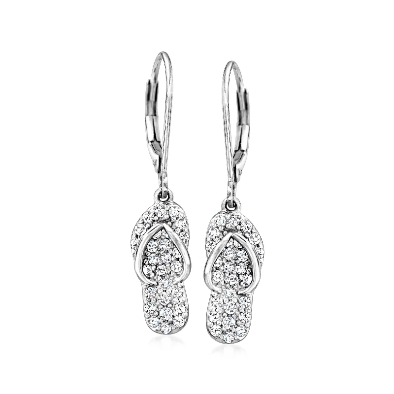 Ross-Simons Diamond Flip-Flop Drop Earrings in Sterling Silver