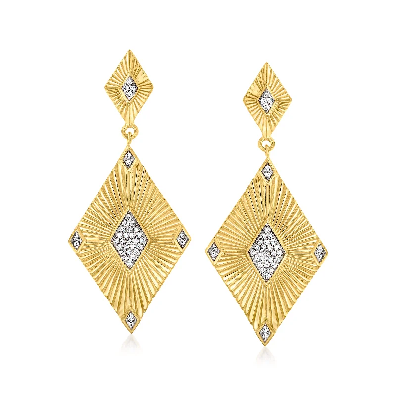 Celebrate Every Occasion With Sparkling Savings Ross-Simons Diamond Geometric Drop Earrings in 18kt Gold Over Sterling Celebrate Every Occasion With Sparkling Savings Ross-Simons Diamond Geometric Drop Earrings in 18kt Gold Over Sterling