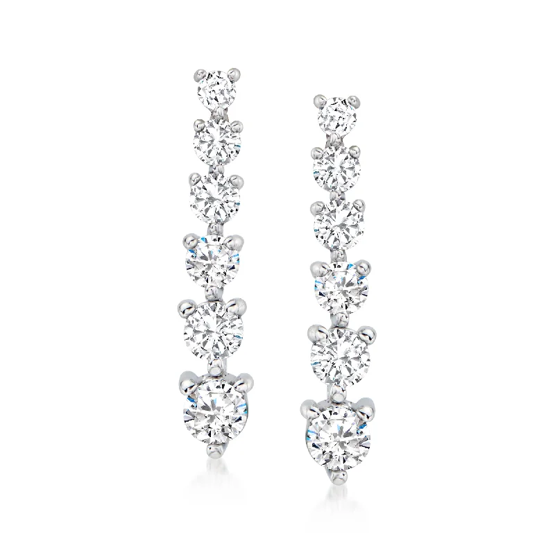 Shine In Style – Shop Jewelry Discounts Today Ross-Simons Diamond Graduated Linear Drop Earrings in 14kt White Gold