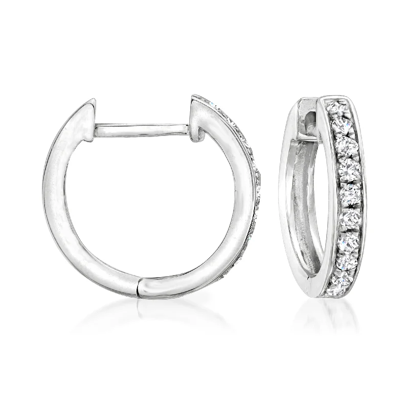 Timeless Elegance, Temporary Discounts – Act Fast Ross-Simons Diamond Huggie Hoop Earrings in 14kt White Gold