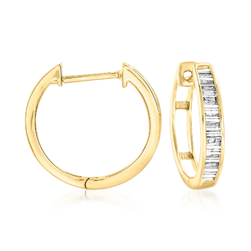 Ross-Simons Diamond Huggie Hoop Earrings in 14kt Yellow Gold