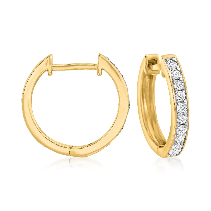 Ross-Simons Diamond Huggie Hoop Earrings in 14kt White Gold