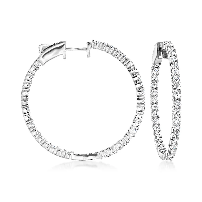 Handmade Pearl Jewelry For Timeless Elegance Ross-Simons Diamond Inside-Outside Hoop Earrings in Sterling Silver Handmade Pearl Jewelry For Timeless Elegance Ross-Simons Diamond Inside-Outside Hoop Earrings in Sterling Silver