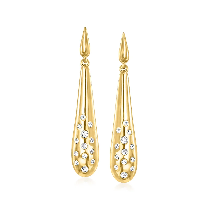 Versatile Layering Jewelry For Effortless Chic Ross-Simons Diamond Long Drop Earrings in 18kt Yellow Gold Versatile Layering Jewelry For Effortless Chic Ross-Simons Diamond Long Drop Earrings in 18kt Yellow Gold