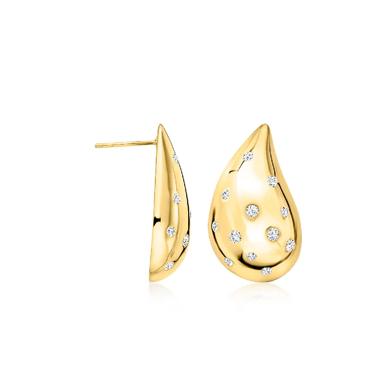 Ross-Simons Diamond Puffy Teardrop Earrings in 18kt Gold Over Sterling