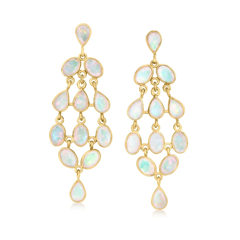 Luxury Meets Affordability – Jewelry Sale Live Now Ross-Simons Ethiopian Opal Chandelier Earrings in 18kt Gold Over Sterling