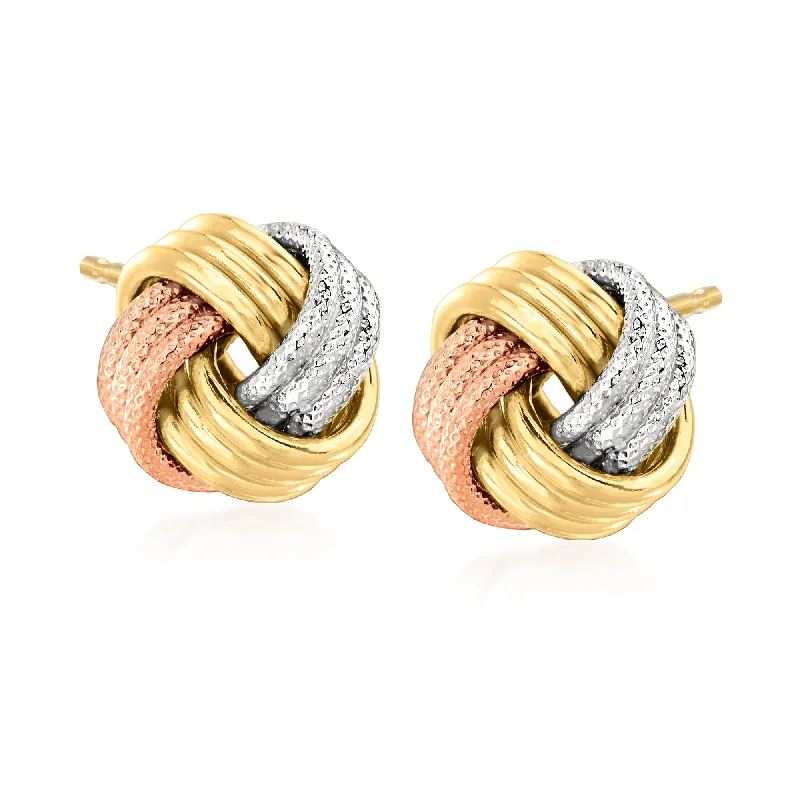Premium Jewelry, Premium Discounts – Act Fast Ross-Simons Italian 14kt Tri-Colored Gold Love Knot Earrings Premium Jewelry, Premium Discounts – Act Fast Ross-Simons Italian 14kt Tri-Colored Gold Love Knot Earrings