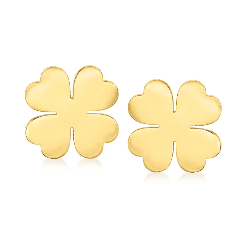 Ross-Simons Italian 14kt Yellow Gold 4-Leaf Clover Earrings