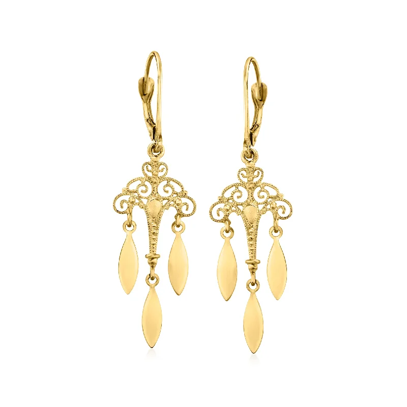 Romantic Heart-Shaped Jewelry For Special Gifts Ross-Simons Italian 14kt Yellow Gold Filigree Chandelier Drop Earrings Romantic Heart-Shaped Jewelry For Special Gifts Ross-Simons Italian 14kt Yellow Gold Filigree Chandelier Drop Earrings