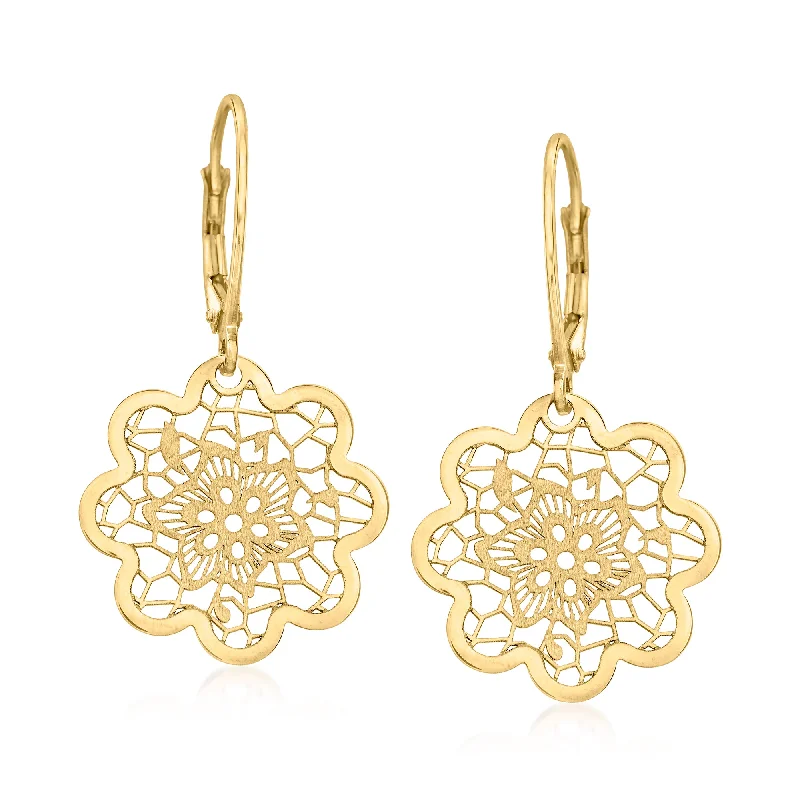 Exclusive Online Discounts On Stylish Jewelry Ross-Simons Italian 14kt Yellow Gold Floral Lace Flower Drop Earrings Exclusive Online Discounts On Stylish Jewelry Ross-Simons Italian 14kt Yellow Gold Floral Lace Flower Drop Earrings