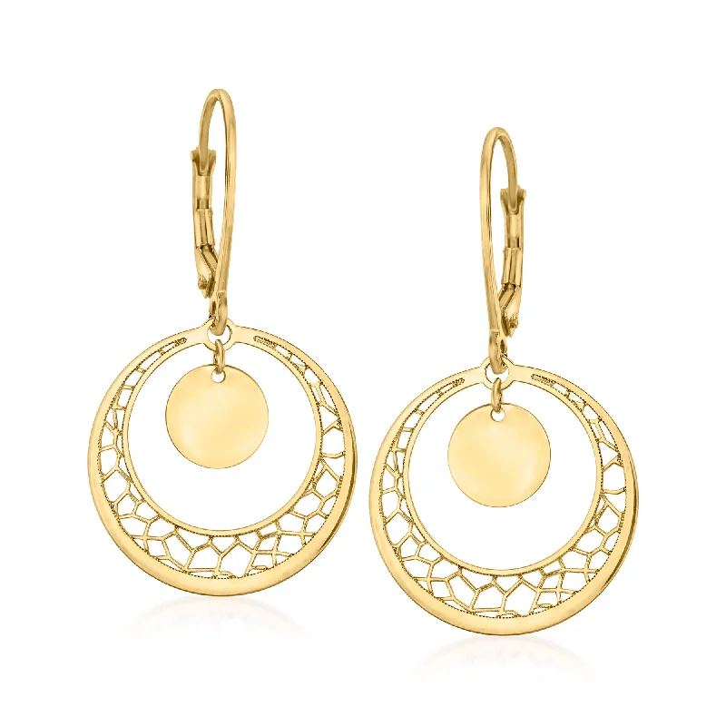 Ross-Simons Italian 14kt Yellow Gold Openwork Circle Drop Earrings