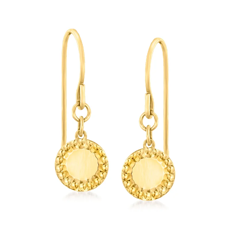 Exclusive Jewelry Markdowns – Limited-Time Offer Ross-Simons Italian 14kt Yellow Gold Textured and Polished Disc Drop Earrings