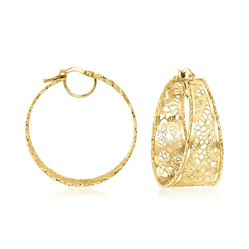 Exclusive Jewelry Sale – Limited-Time Discounts Ross-Simons Italian 14kt Yellow Gold Textured and Polished Lace Hoop Earrings Exclusive Jewelry Sale – Limited-Time Discounts Ross-Simons Italian 14kt Yellow Gold Textured and Polished Lace Hoop Earrings