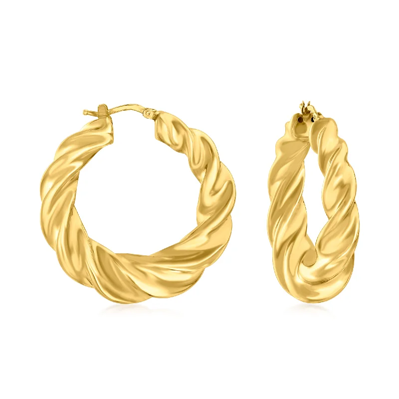 Jewelry Clearance Event – Stock Up Before It's Over Ross-Simons Italian 18kt Yellow Gold Graduated Twisted Hoop Earrings