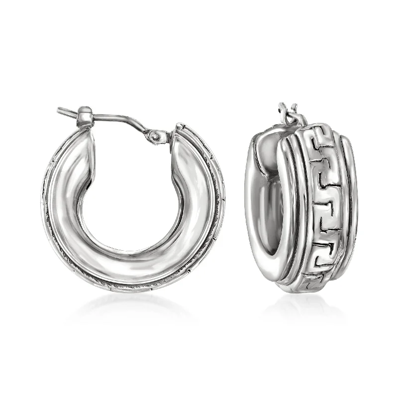 Timeless Jewelry Styles At Wallet-Friendly Prices Ross-Simons Italian Sterling Silver Greek Key Hoop Earrings