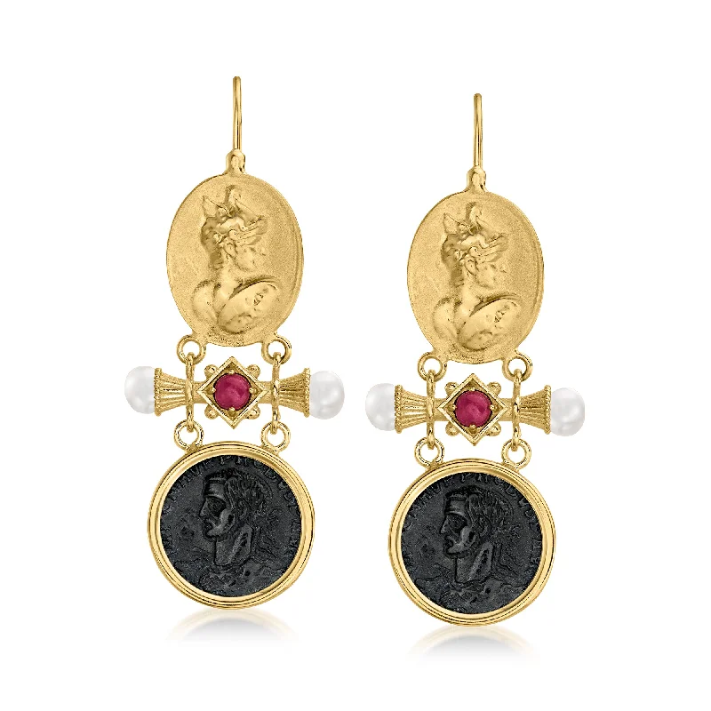Huge Savings On Premium Jewelry Styles Ross-Simons Italian Tagliamonte Black Onyx and . Ruby Drop Earrings With Cultured Pearls in 18kt Gold Over Sterling Huge Savings On Premium Jewelry Styles Ross-Simons Italian Tagliamonte Black Onyx and . Ruby Drop Earrings With Cultured Pearls in 18kt Gold Over Sterling