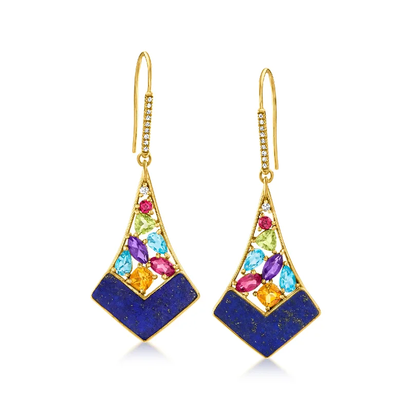 Elegant Jewelry At Unbeatable Offers – Shop Before It's Gone Ross-Simons Lapis and Multi-Gemstone Drop Earrings in 18kt Gold Over Sterling Elegant Jewelry At Unbeatable Offers – Shop Before It's Gone Ross-Simons Lapis and Multi-Gemstone Drop Earrings in 18kt Gold Over Sterling