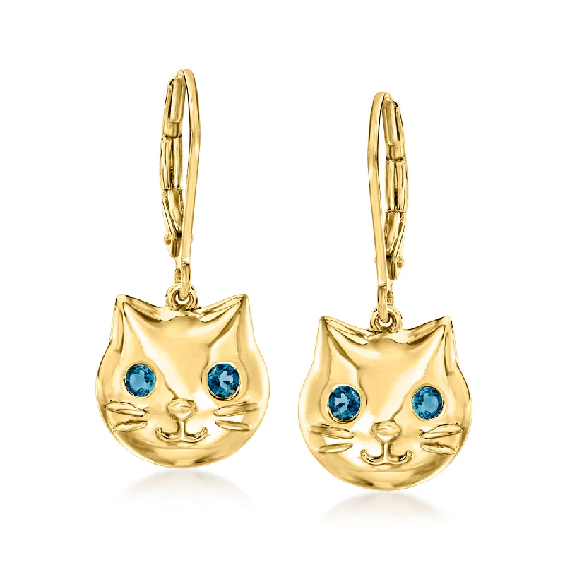 Don't Miss These Dazzling Jewelry Discounts Ross-Simons London Blue Topaz Cat Drop Earrings in 18kt Gold Over Sterling Don't Miss These Dazzling Jewelry Discounts Ross-Simons London Blue Topaz Cat Drop Earrings in 18kt Gold Over Sterling