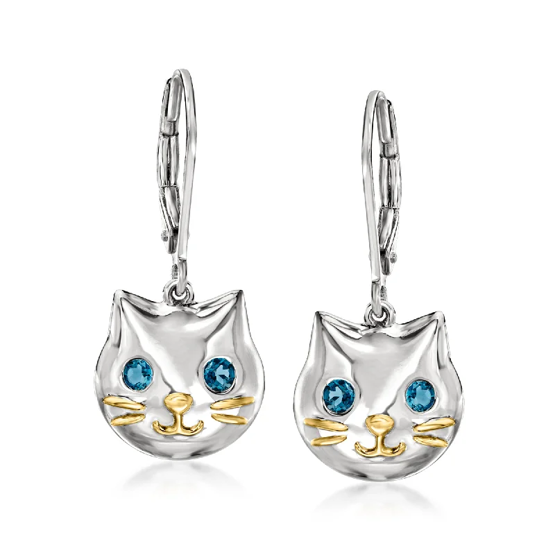 Affordable Elegance – Special Jewelry Sale Now Live Ross-Simons London Blue Topaz Cat Drop Earrings in Sterling Silver With 18kt Gold Over Sterling Affordable Elegance – Special Jewelry Sale Now Live Ross-Simons London Blue Topaz Cat Drop Earrings in Sterling Silver With 18kt Gold Over Sterling