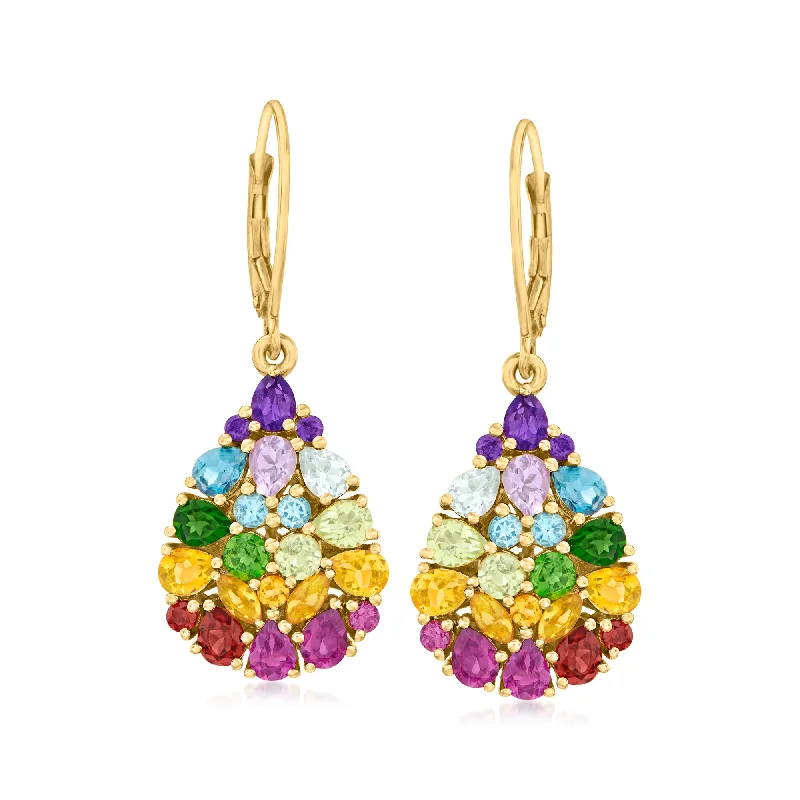 Flash Sale On Exquisite Jewelry – Don't Miss Out Ross-Simons Multi-Gemstone Teardrop Earrings in 18kt Gold Over Sterling
