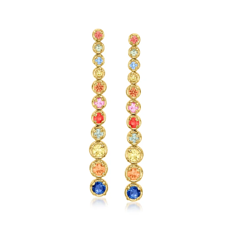 Jewelry Flash Sale – Stylish Designs At Unbeatable Rates Ross-Simons Multicolored Sapphire Drop Earrings in 18kt Gold Over Sterling